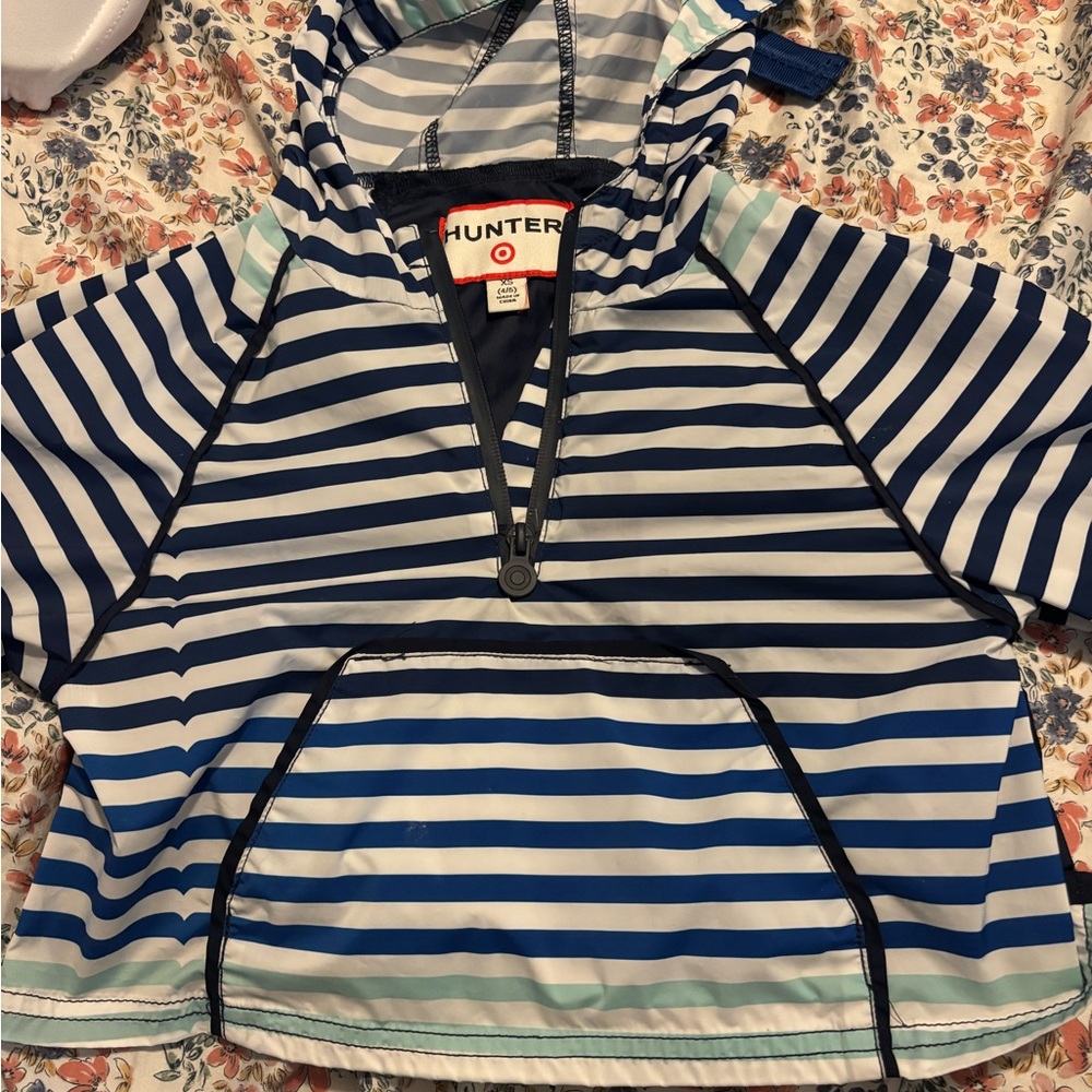 Hunter Kids' Navy and White Striped Rain coat